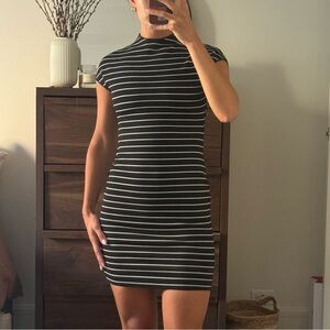 Zara Black and White Striped Mini Dress Size Small